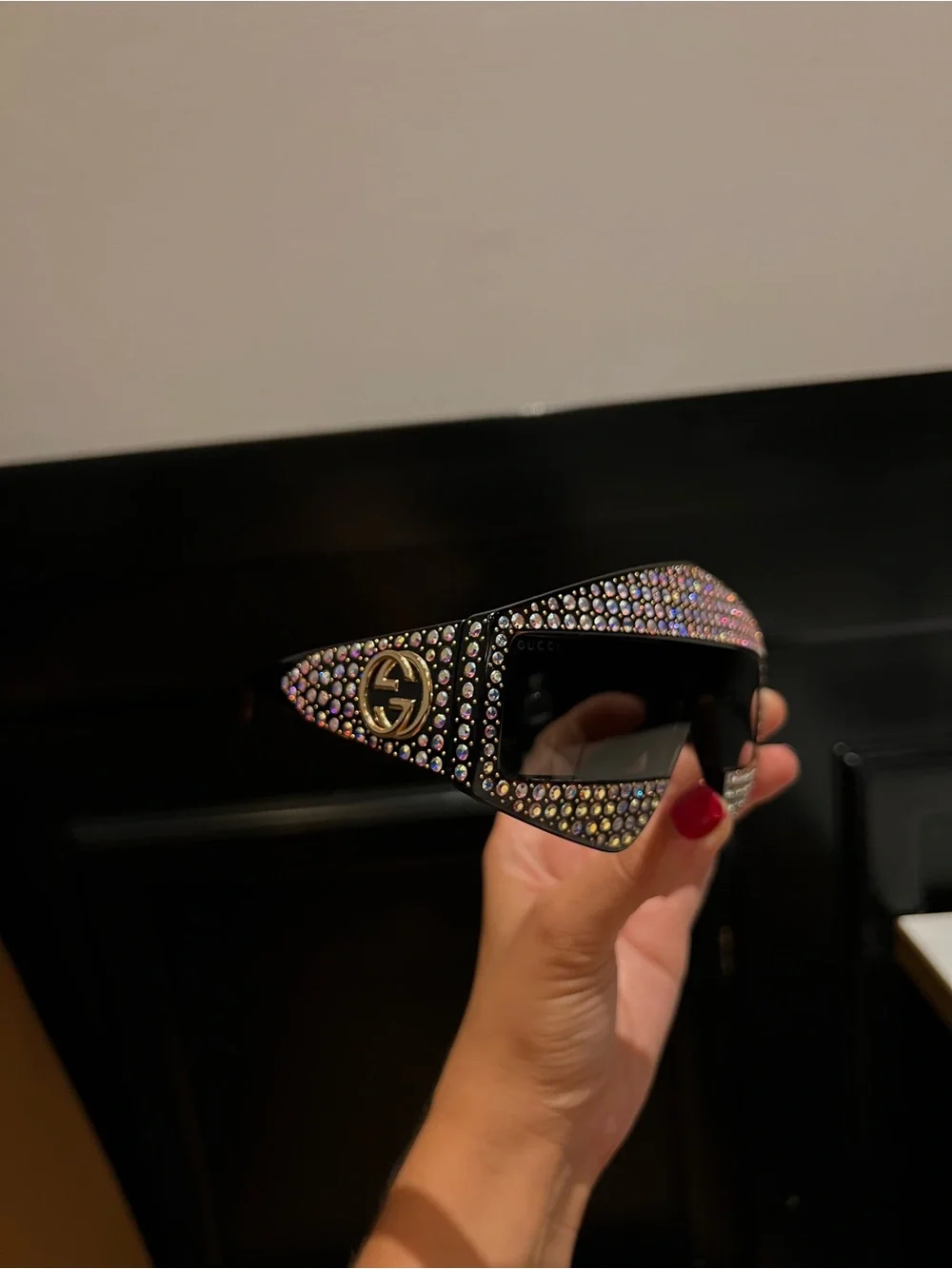 Y2K Gucci Rhinestone Shield Sunglasses